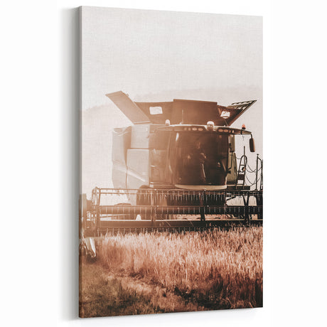 Harvester in Action Wall Art | Rustic Farmhouse Decor for Country Homes