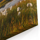 Scenic Norway Wall Decor - Cotton Grass and Mountains at Sunset