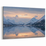 Fjords of Norway Canvas - Snowy Mountain Reflections in Calm Waters
