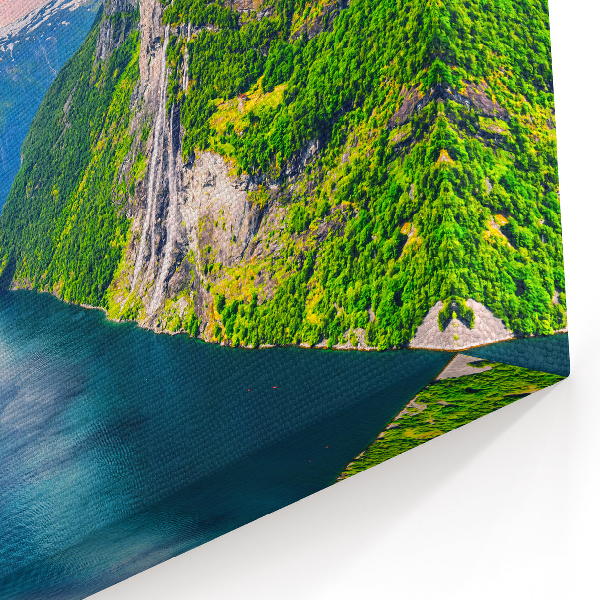 Fjords of Norway Canvas - Cruise Ship in Lush Mountains at Sunset