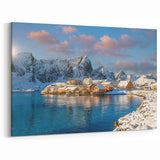 Norway Wall Art - Colorful Coastal Village with Snowy Mountains