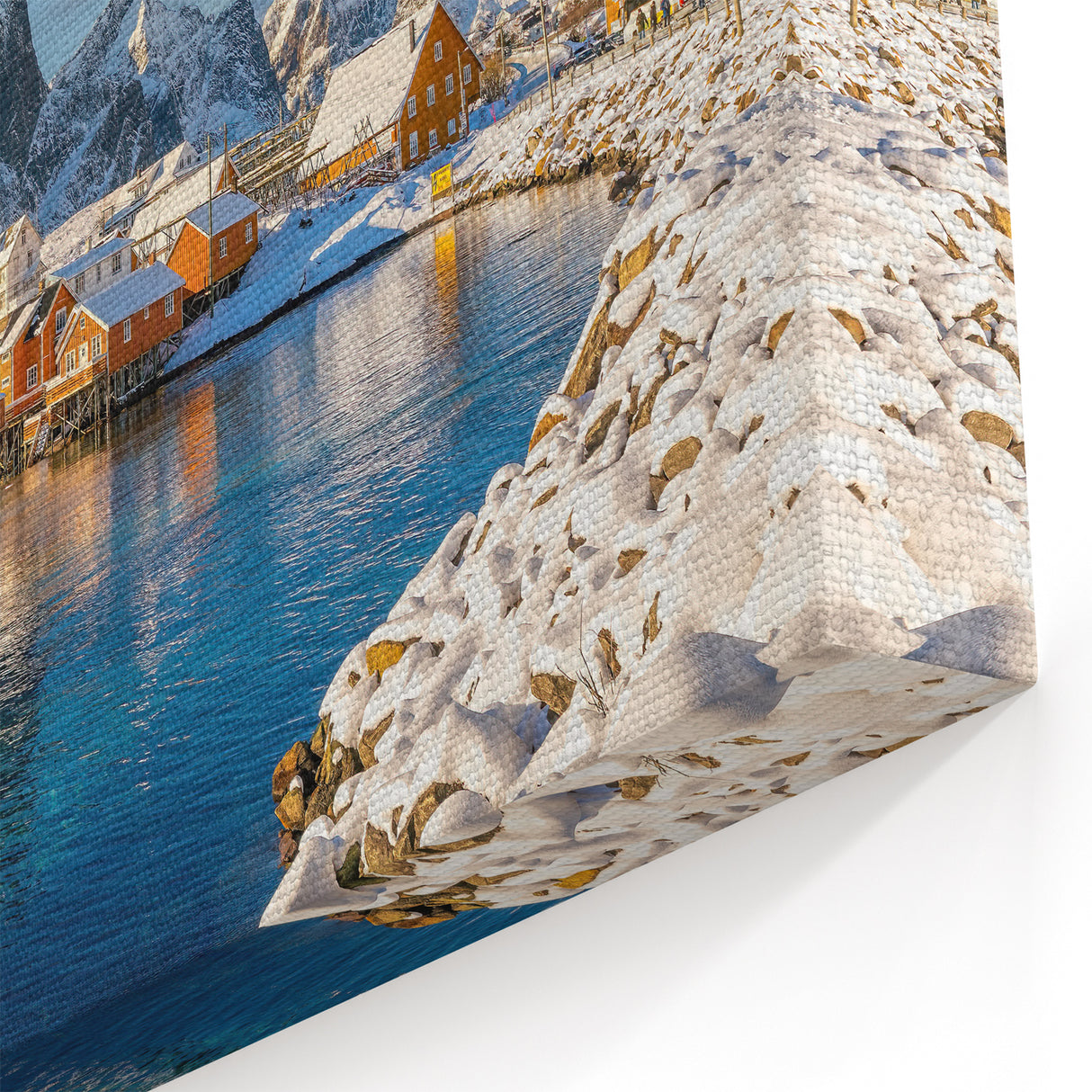 Norway Wall Art - Colorful Coastal Village with Snowy Mountains