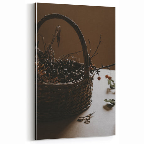 Rustic Basket Wall Art – Vintage Farmhouse Decor with Warm Earthy Tones