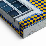 Lisbon Wall Art - Traditional Yellow and Blue Tiled Facade Design
