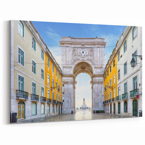 Scenic Lisbon Artwork - Rua Augusta Arch and Praça do Comércio View