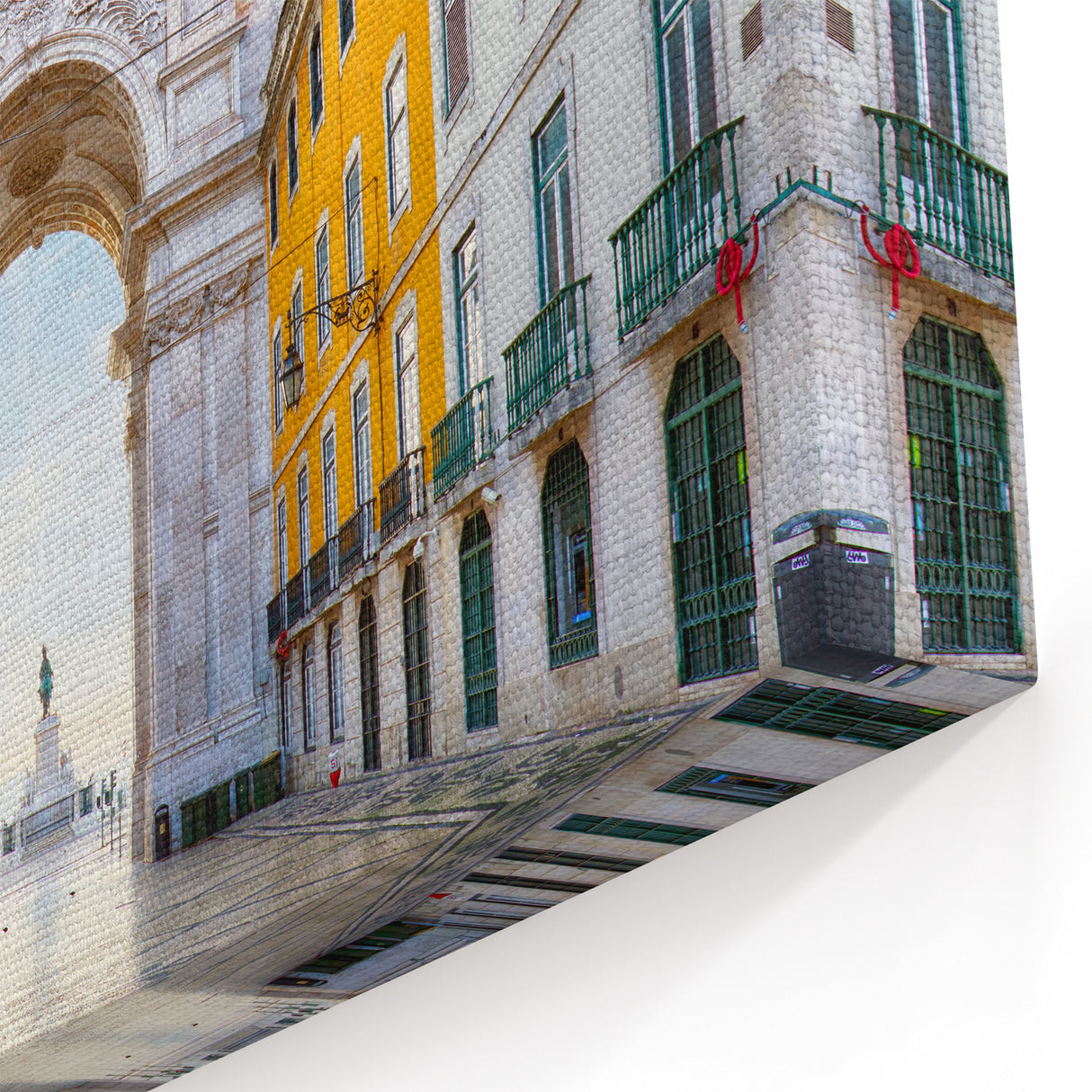 Scenic Lisbon Artwork - Rua Augusta Arch and Praça do Comércio View