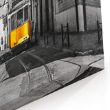 Lisbon Wall Art - Iconic Tram 28 in Black and White with Yellow Accent
