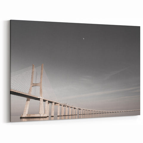 Lisbon Canvas Prints - Vasco da Gama Bridge in Monochrome Elegance