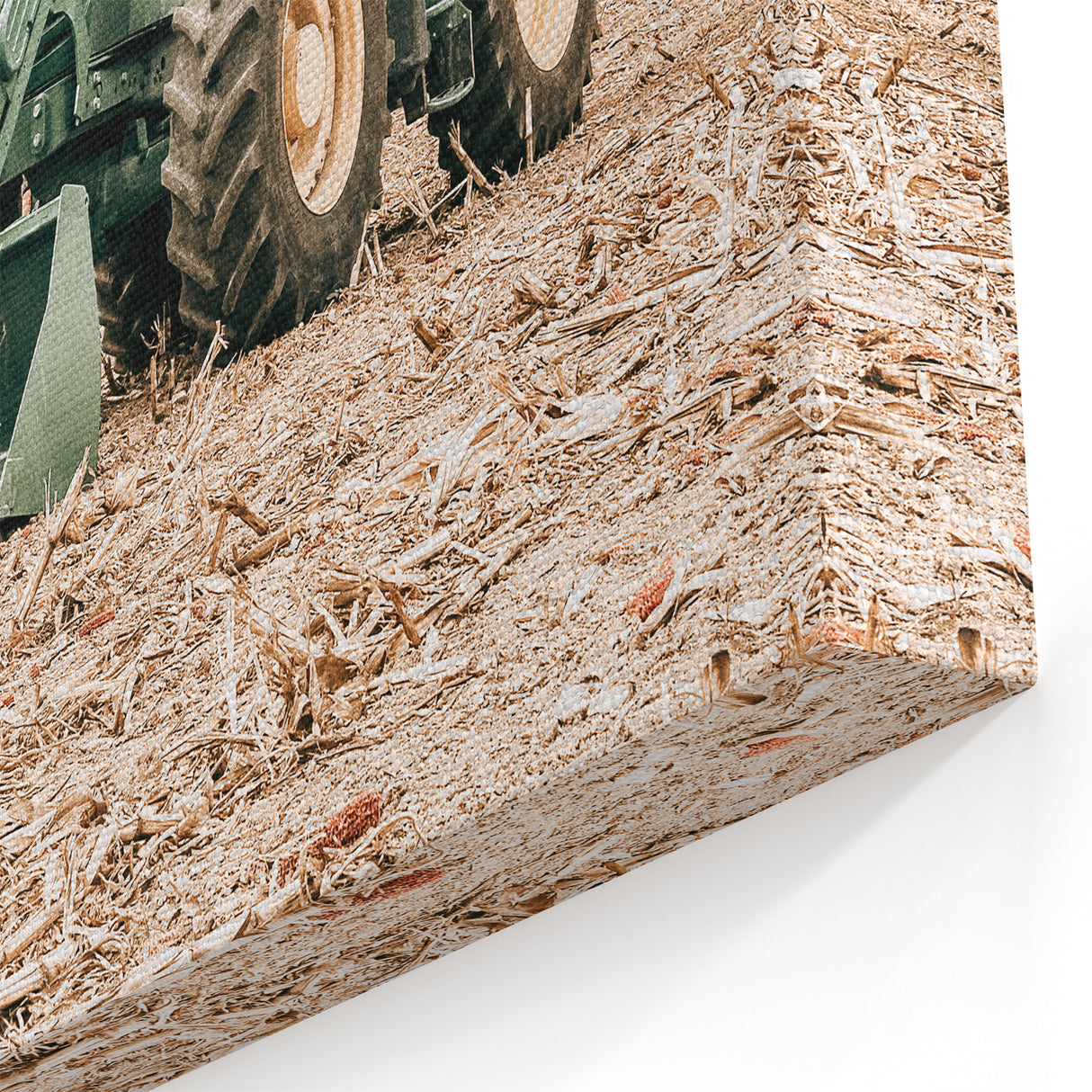 Rustic Farmhouse Wall Art of Green Tractor in Field - Country Style Decor