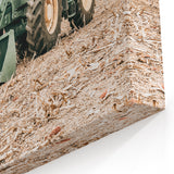 Rustic Farmhouse Wall Art of Green Tractor in Field - Country Style Decor