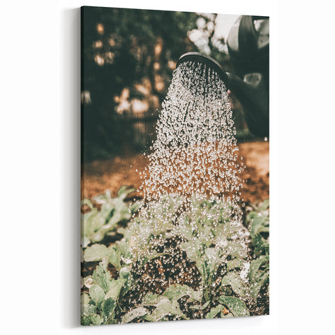Rustic Farmhouse Wall Art of Watering Plants - Country Style Decor