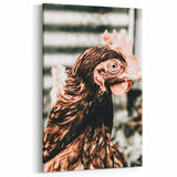 Farmhouse Wall Art of Rustic Chicken Portrait - Country Style Decor