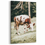 Farmhouse Wall Art – Grazing Cow in Pasture Print for Rustic Decor