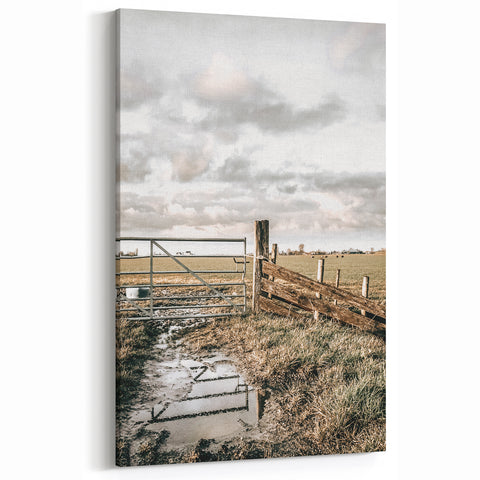 Farmhouse Wall Art – Rustic Farm Gate and Fence Print for Country Decor