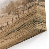 Farmhouse Wall Art – Misty Morning Fields Print for Rustic Country Decor
