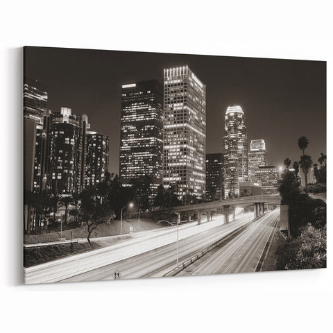 Black and White Downtown LA Prints - Elegant Night Cityscape Photography