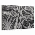Intricate Aerial Highway Network - Black and White LA Freeway Art