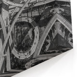 Intricate Aerial Highway Network - Black and White LA Freeway Art