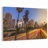 Downtown LA Cityscape - Twilight Skyscrapers and Freeway Light Trails