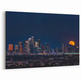 Downtown LA Skyline - Full Moon Rising Over Los Angeles Nightscape