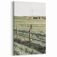 Farmhouse Wall Art – Green Pastures and Wooden Fence Print for Country Decor