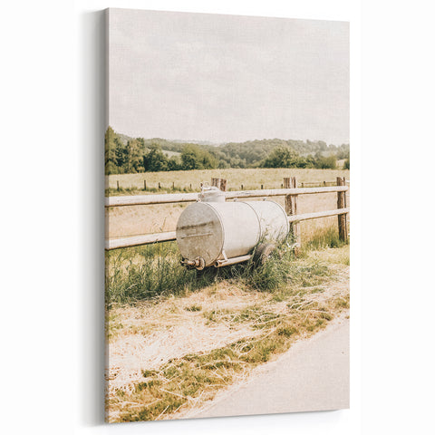Farmhouse Wall Art – Metal Tank and Fence Print for Rustic Country Decor
