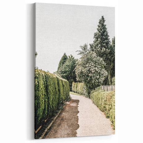 Farmhouse Wall Art – Hedge-Lined Path Print for Rustic Garden Decor