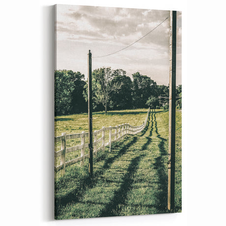 Farmhouse Wall Art – Winding Fence Print for Rustic Country Decor
