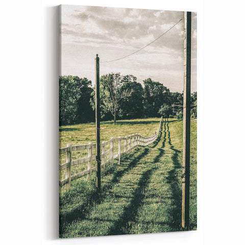 Farmhouse Wall Art – Winding Fence Print for Rustic Country Decor