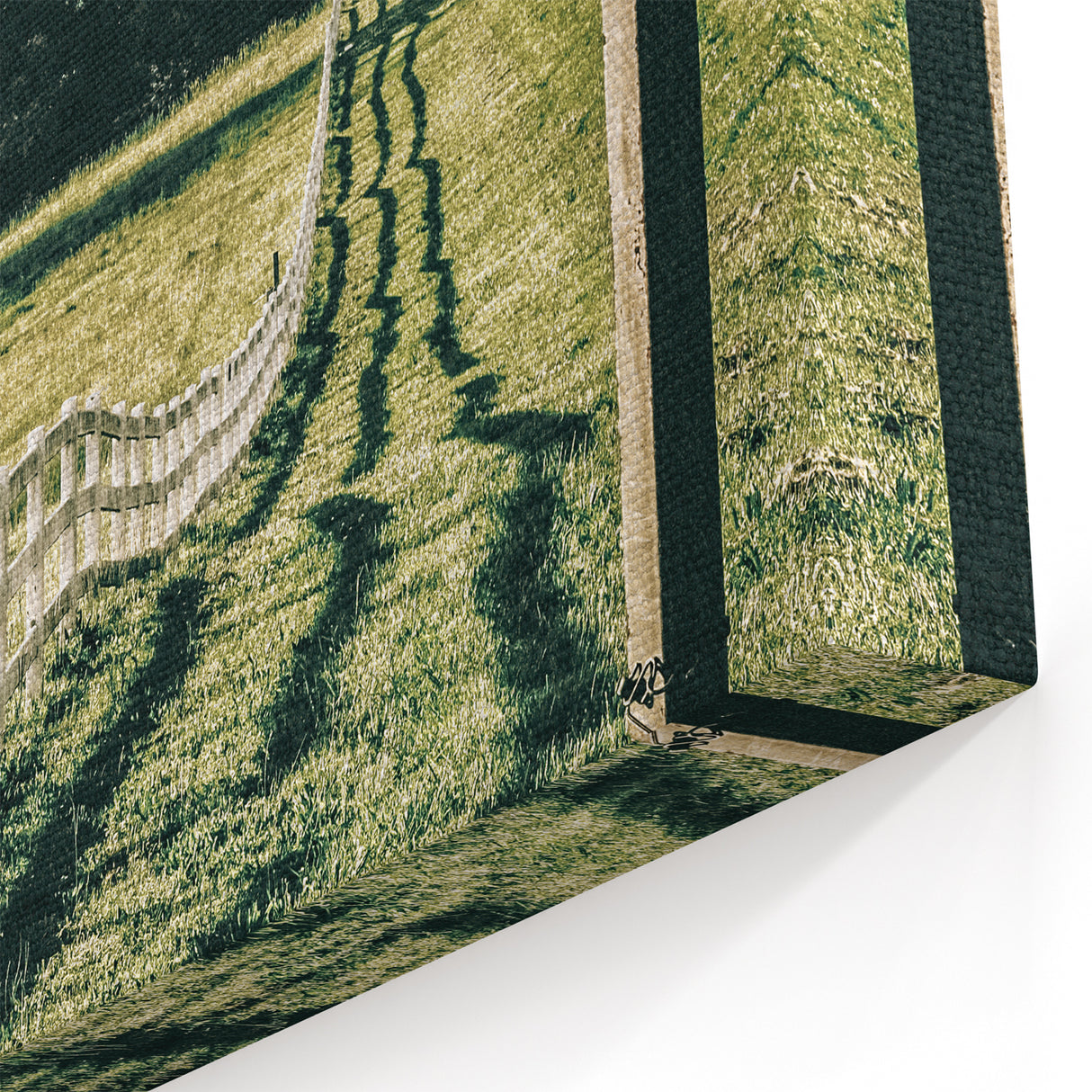 Farmhouse Wall Art – Winding Fence Print for Rustic Country Decor