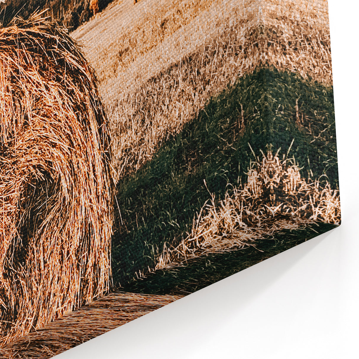 Farmhouse Wall Art - Serene Hay Bale in Field with Rustic Country Charm