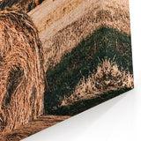 Farmhouse Wall Art - Serene Hay Bale in Field with Rustic Country Charm