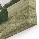 Farmhouse Wall Art - Serene Hay Bales in Open Field with Rustic Charm