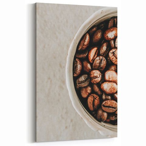 Farmhouse Wall Art - Rustic Coffee Beans Close-Up with Vintage Charm