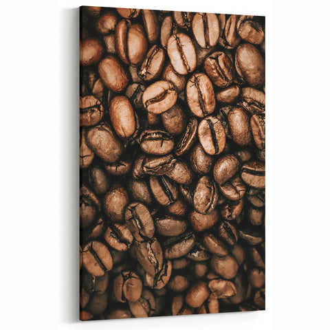 Close-Up Coffee Beans Rustic Wall Art for Kitchen and Coffee Bars