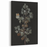 Dark Moody Wall Art - Intricate Botanical with Insects for Elegant Decor