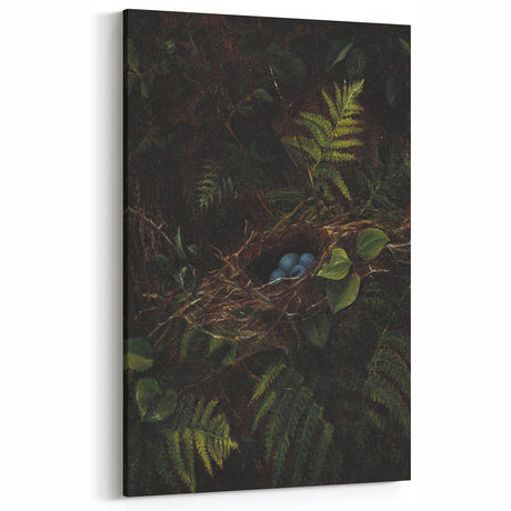 Dark Moody Wall Art - Nest with Blue Eggs for Natural Interior Decor