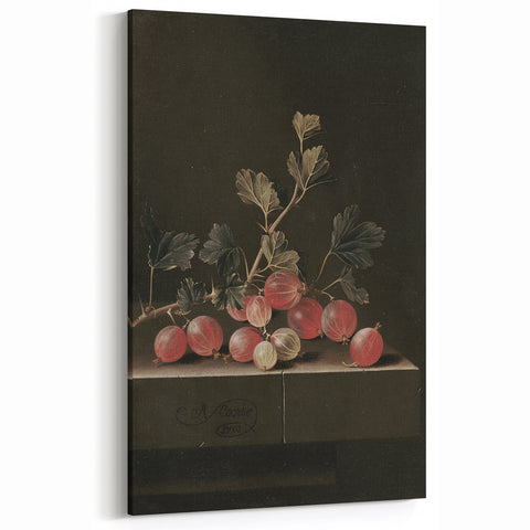 Moody Interior Art: Dark Gooseberry Still Life Print for Home Decor