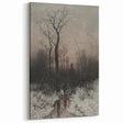 Dark Moody Winter Scene: Snowy Forest Walk Wall Art for Interiors