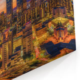 Downtown LA at Dusk - Vibrant City Lights Under a Dramatic Sunset