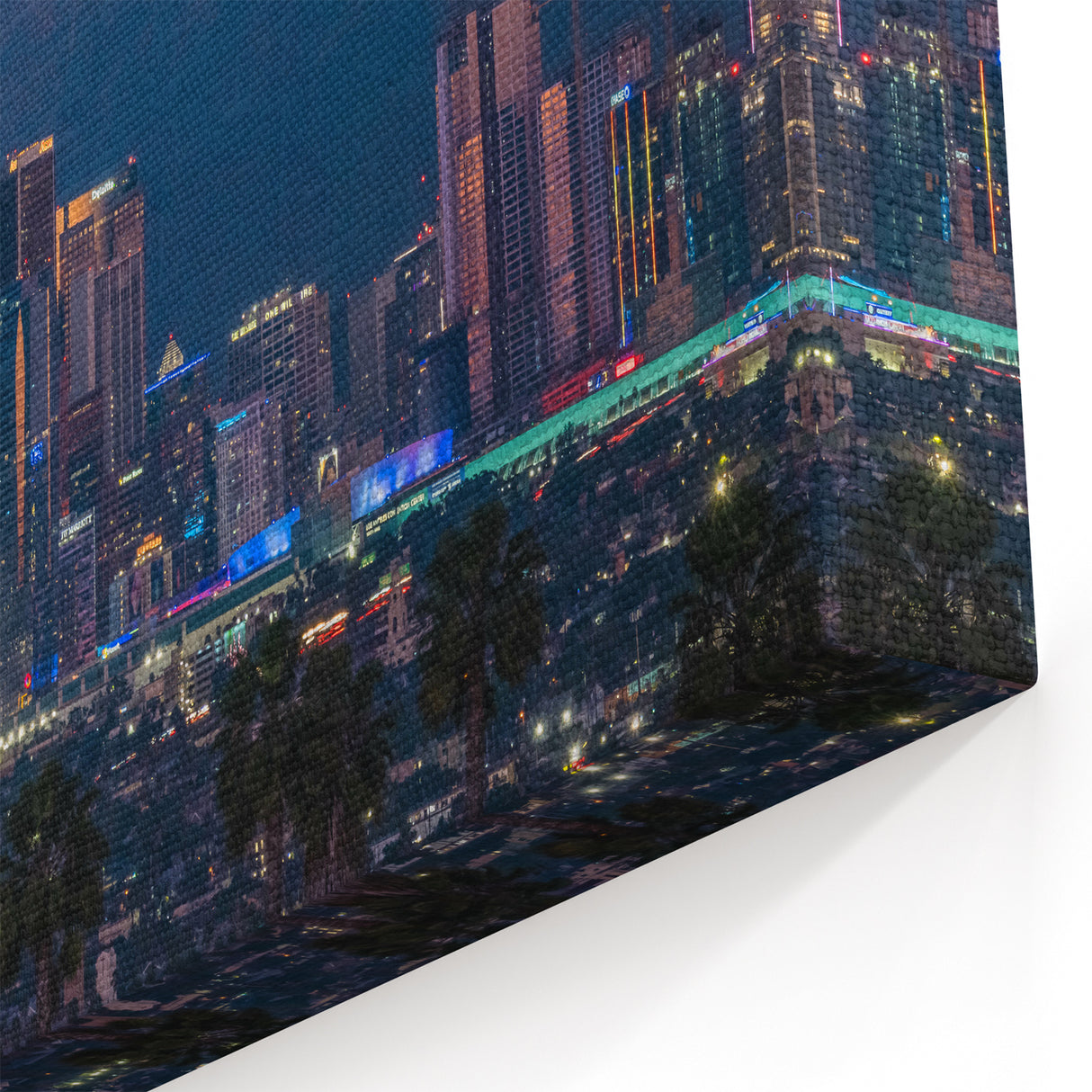 Full Moon Over Downtown LA - Illuminated Cityscape with Mountain Backdrop