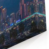 Full Moon Over Downtown LA - Illuminated Cityscape with Mountain Backdrop