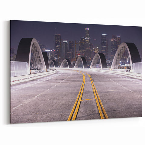 LA Bridge at Night - Sleek Modern Design with Downtown Skyline View
