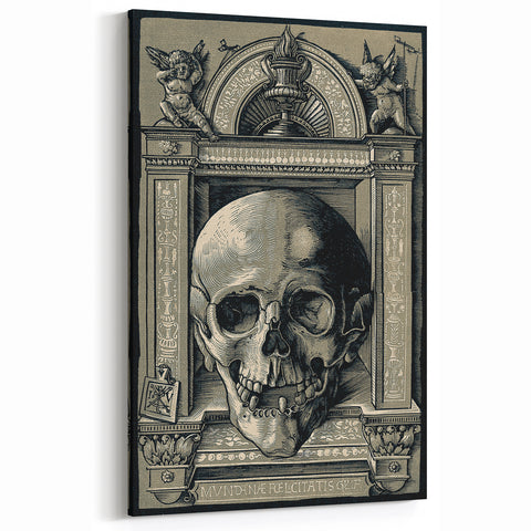 Medieval Gothic Canvas - Intricate Skull Illustration Gothic Wall Art