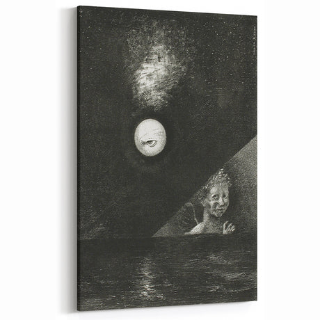 Dark Decor Style - Surreal Gothic Moon and Angel Gothic Canvas Print