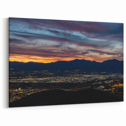 Salt Lake City Wall Art - Sunset Skyline View Utah Landscape Canvas Prints