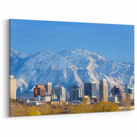 Salt Lake City Framed Art - Utah Skyline and Mountain Scenic View Prints
