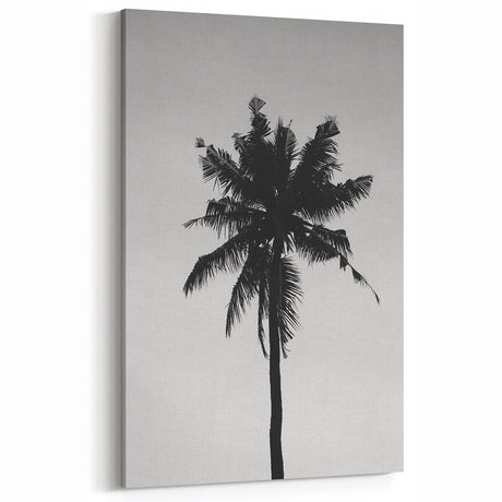 Black and White Palm Tree Silhouette - Minimalist Coastal Wall Art Print