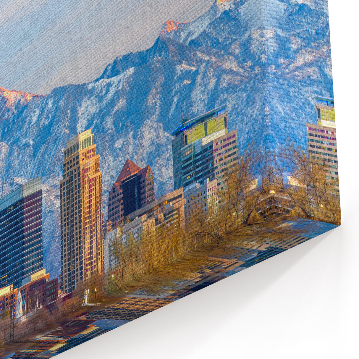 Salt Lake City Canvas Prints - Snowy Mountain Skyline Utah Scenic Art