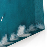 Surfer Aerial View Coastal Wall Art - Ocean Waves Nautical Decor Print